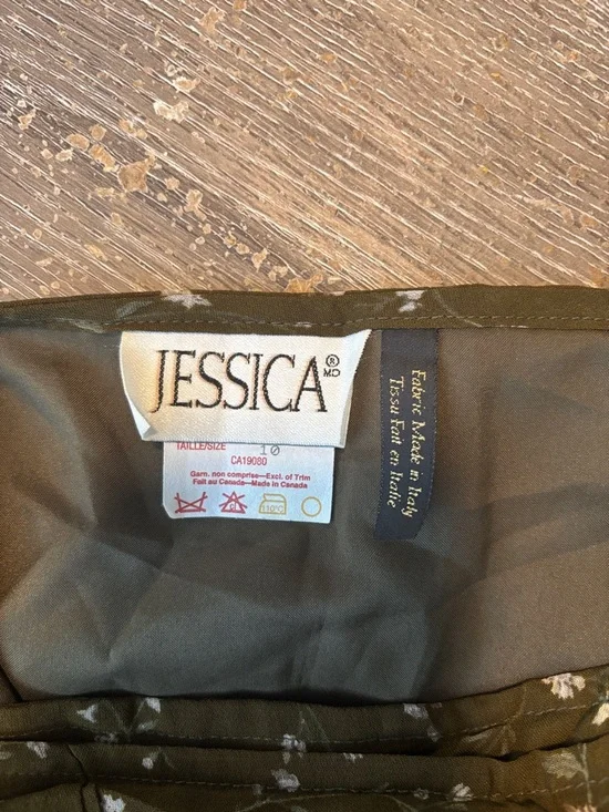 Jessica Vintage Olive Floral Midi Skirt Lightweight Flowy Chic Style - Picture 7 of 12